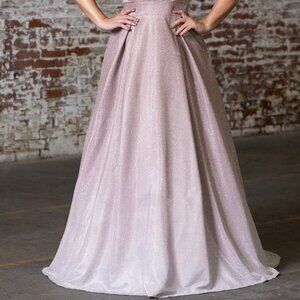 PLUS SIZE PROM PARTY MAUVE COLOR GLITTER OMBRE A-LINE DRESS CD9174C